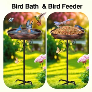Yepper 35 inch Metal Bird Bath Antique Bronze – Garden Freestanding Feeder Bowl. - Picture 1 of 10