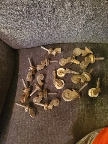 Vtg Lot Of Brass Furniture Wheels Casters Lot Of 16 Wood And Others Various Cond Cover