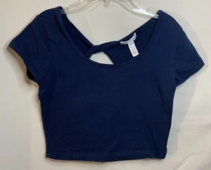 Mädchen Ambiance Bekleidung Größe L - blau kurzärmelig offener Rücken Freizeitshirt Top-CP - Bild 1 von 3