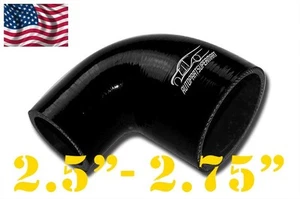 4 Ply Silicone 90 Degree Reducer Elbow Joiner Hose 64mm - 70mm 2 1/2"- 2 3/4" BK - Picture 1 of 6
