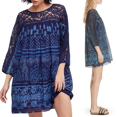 Minivestido Free People Sun Daze talla XS para mujer Breezy Shift encaje boho de gran tamaño Foto 1 de 4