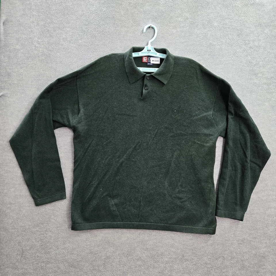 Chaps Ralph Lauren Men Polo Shirtt XL Green Logo Embroidery Long Sleeve Cotton - Image 1 of 4