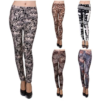 Mujer Informal Animal Gato Calaveras Cruz Único Salvaje Elastizado Leggings Talla Única Foto 1 de 4