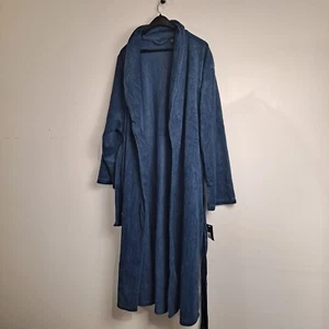 Club Room Robe Men Blue Tie Polyester Long Belted Cozy Lounge Sleepwear Pajama - Picture 1 of 10