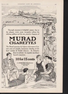 1906 MURAD CIGARETTE NEW YORK MANHATTAN BEACH SWIMSUIT FASHION AD 11295