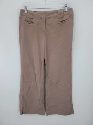 Elevenses Pants Womens 6 Brown Flat Front Flare Leg Chino Cotton Stretch Boho - Image 1 of 4