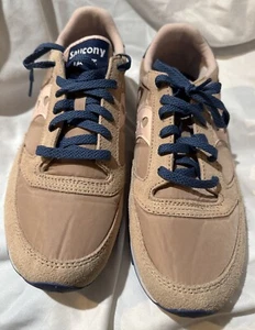 Saucony Jazz women sneaker shoe Size 12 original Beige Pink Blue EUC - Picture 1 of 8
