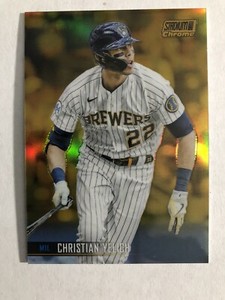 Christian Yelich 2021 Stadium Club Chrome “Gold” Refractor Card # 44/50