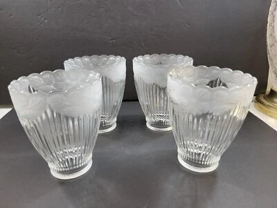 4 pantallas de ventilador de techo de vidrio acanalado esmerilado con motivo floral en relieve 5"x1,5"x4" Foto 1 de 4