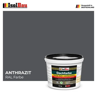 ISOLBAU Dachfarbe Sockelfarbe Anthrazit 12kg Fassadenfarbe RAL Farbe Nano Polymermembran