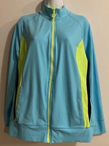 Livi Active Athletic Jacket Womens Plus Size 14/16 Aqua Full Zip Lane Bryant - Picture 1 of 14