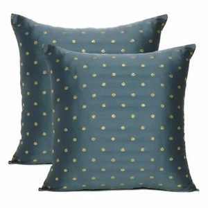 Home Decor Cushion Cover Art Silk Brocade Reversible Throw Pillow Set of 2 Pcs - Picture 1 of 8