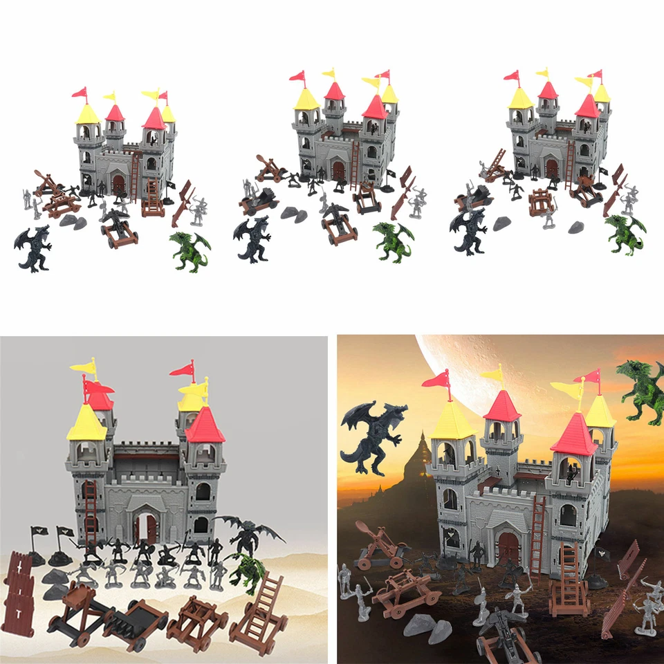 19 Pieces Castle Base Set, Army Men Playset with Vehicles Drangons - Image 1 of 1