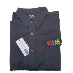 NOS EBay Men's Long Sleeve Casual Button Down Shirt 2XL Black Stretch Cotton XXL - Picture 1 of 11