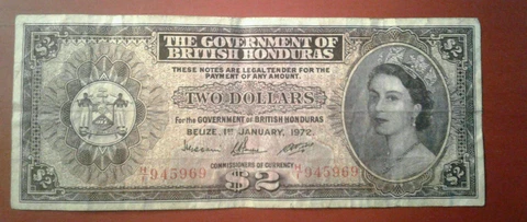 British Honduras 2 Dollars Banknote 1972 *F* P 29c.2 (Belize) #! Cover