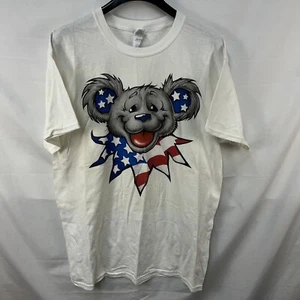 VINTAGE Y2K LIQUID BLUE GRATEFUL DEAD SPANGLED PATRIOTIC BEAR T SHIRT L 2005 - Picture 1 of 5