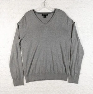 Banana Republic Sweater Mens Large Silk Cashmere Gray Luxury Blend V-Neck Preppy - Picture 1 of 7