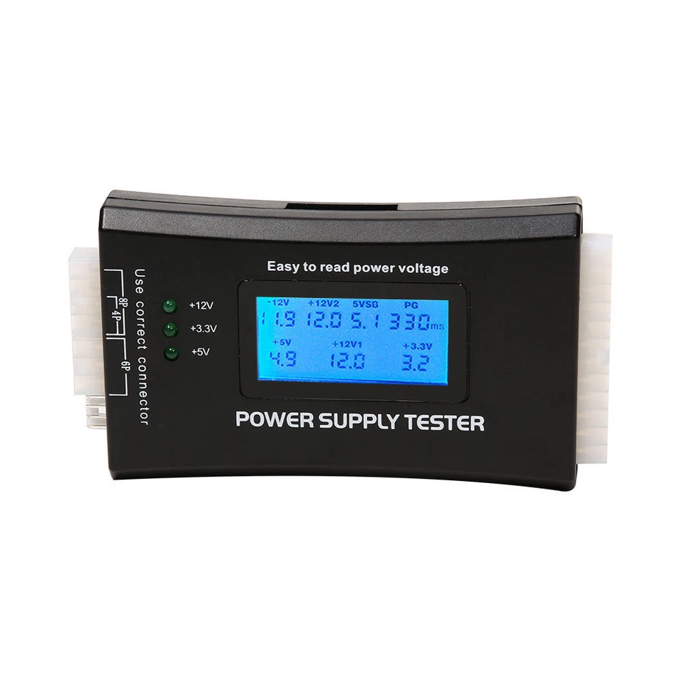 Power Supply Tester 20 24 Pin Sata LCD PSU HD ATX BTX Voltage Test Source - Image 1 of 1
