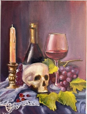 Decoración de terror de Halloween, pintura al óleo original, 9x12 pulgadas, decoración de arte de pared, regalo Foto 1 de 4