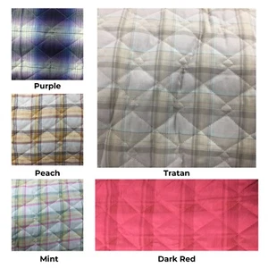 QUILTED FABRIC TARTAN Check VISCOSE Lining Dress Upholstery Coats Material140CM  - Picture 1 of 12