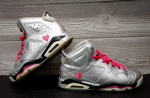Air Jordan Retro 6 Valentine's Day 6.5Y Silver Pink 543390-009 - Picture 1 of 9