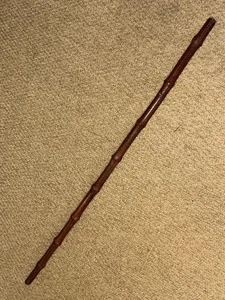 Antique Brown English Leather Clad Whangee Bamboo Swagger Stick / Show Cane 61cm - Picture 1 of 6