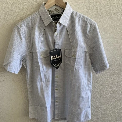 Da Vinci Men's Medium Light Blue Short Sleeve Button Up Shirt - Image 1 of 4