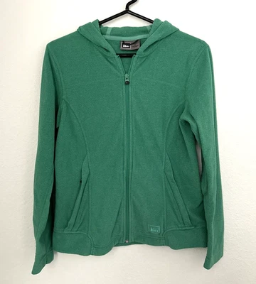 Chaqueta polar con capucha REI para mujer talla XS, verde, cremallera completa, bolsillos, envío gratuito Foto 1 de 4