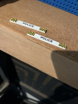 Vintage Lego White 1x8 Tile with Police Sticker Barrier Parts X2 Lot 4162 - Image 1 of 3