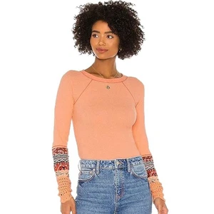 NEU Free People In The Mix Thermo-Top mit Bündchen in Wüstenorange Kombi Damen Small - Bild 1 von 7