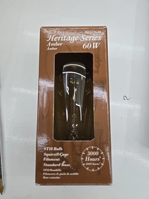 Light Bulb Heritage Series Amber 60W ST18 Squirrel Cage Filament #772640 NIP - Image 1 of 4