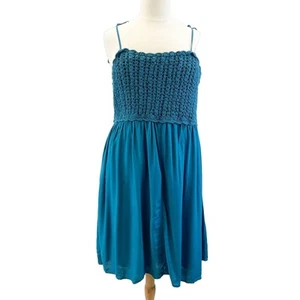 Lane Bryant Plus Size 18 Crochet Front Sun Dress Teal Bohemian Minimalist Flirty - Picture 1 of 13