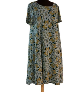 LuLaRoe Disney Carly Dress 2XL Gray Yellow Minnie Mouse Heads New Sz 22-24 - Picture 1 of 9