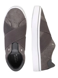 Skechers Womens Shoes Sz 10 Gray Suede Slip On Sneakers Streetwear Athletic - Picture 1 of 14