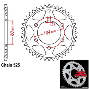 JT Sprockets Steel Rear 525 Pitch 43T Kawasaki ZX 750 Ninja ZX-7RR (1996-1997) - Picture 1 of 2
