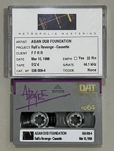 Asian Dub Foundation - Rafi's Revenge DAT Production Master Cassette Tape Rare - Picture 1 of 2