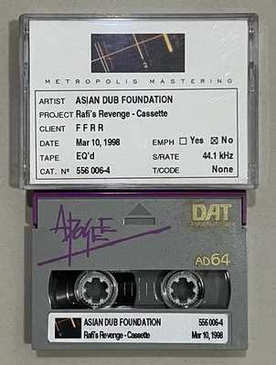 Asian Dub Foundation - Rafi's Revenge DAT Production Master Cassette Tape Rare - Image 1 of 2