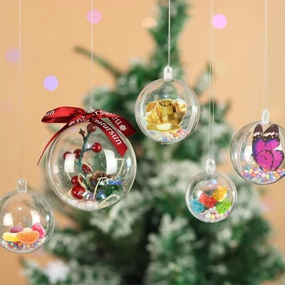 30 PIEZAS Bolas Adornos Navideños Transparentes, 8Cm, 6Cm, 5Cm Plástico Transparente Rellenable Orn Foto 1 de 4