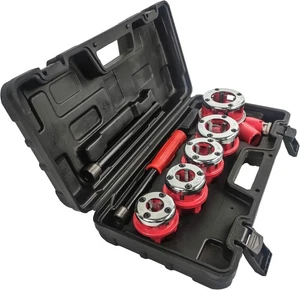 Kit filettatrice per tubi a cricchetto set di utensili per filettatura tubi 5 matrici - Foto 1 di 8