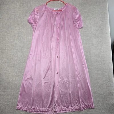 Camisola Vintage Lorraine Manga Curta Rosa Renda Botão para Cima EUA Feminina G VEJA PH - Imagem 1 de 4