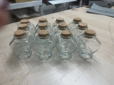12 Pack Heart Shaped Clear Glass Jar Bottles with Cork Lid for Party Favors Sand - Image 1 of 4