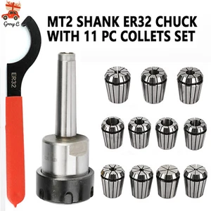 NEW MT2 Shank & Spanner For Milling Machine 11 * Precision ER32 Collet Chuck Set - Picture 1 of 9