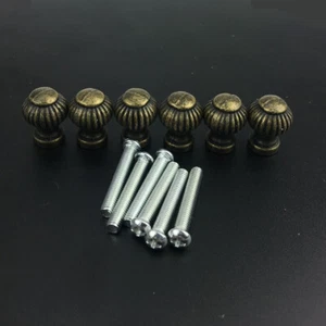 6X Vintage Brass Pumpkin With Bolt Jewelry Box Cabinet Knobs Drawer Pull Handle - Picture 1 of 6