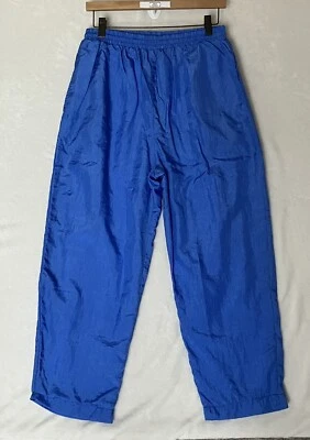 Pantalones cortavientos Y2K años 90 grandes para mujer azul nailon pierna recta forrados holgados Foto 1 de 4