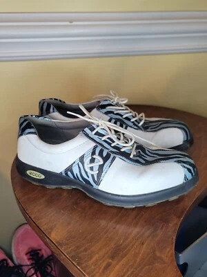 Ecco 尺码 39 鞋 斑马条纹 动物印花 白色 蓝色 黑色 无钉 无钉 — 第 1/4 张图片