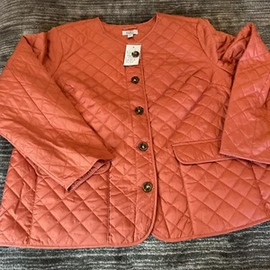 Croft & Barrow Jacket Womens 1X Pink Quilted Lightweight Button Front New - Picture 1 of 11
