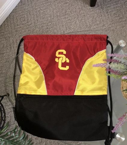USC Trojans Drawstring Backpack With Front Zipper Cover