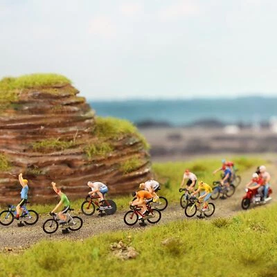 Model Cycling Scene HO Scale 1:87 Cyclist Photographer 15 Poses Bike Motorcycle - Image 1 of 4