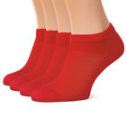 Pack de 4 chaussettes de course cheville en coton rouge mince respirant coupe basse DUNA pour femmes hommes