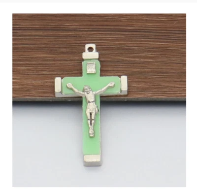 LUMINOUS GLOW CROSS JESUS  PRAY pendant 20" 925 Sterling Silver plated Necklace  Foto 1 de 4